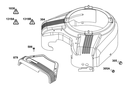 Blower Housing Group Diagram and Parts List for 385777-0010-B5  Briggs and Stratton Engine